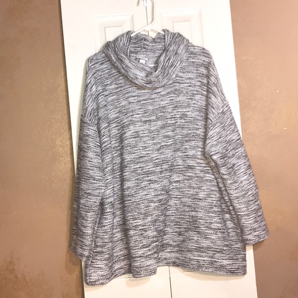 Plus size cowl neck grey sweater